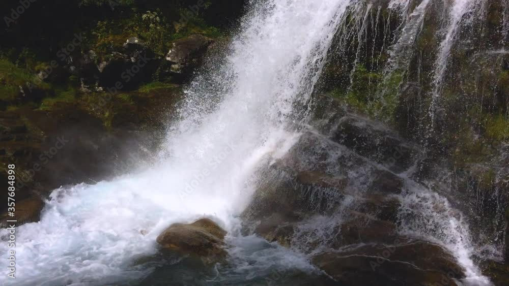 Waterfall on Geirangelva forest river in the mountains, 4k Waterfall on Geirangelva forest river in the mountains, 4k