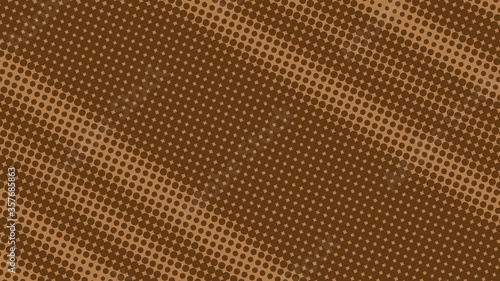 Bright brown pop art background in retro comic style with halftone dots design.