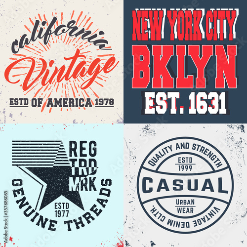 Vintage design print for t-shirt stamp, tee applique, fashion typography, badge, label clothing, jeans, and casual wear. Vector illustration