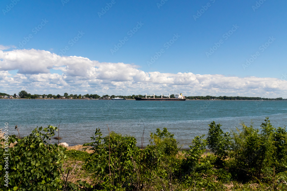 View of St. Lawrence river from Pointe-aux-Pins park Sorel-Tracy Qc Canada