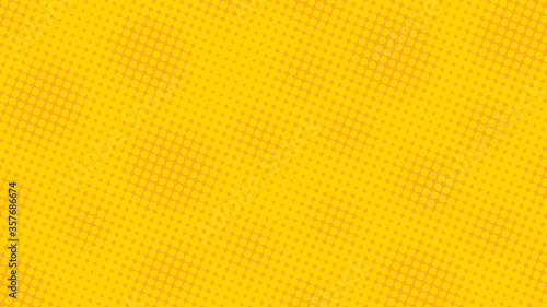 Bright yellow and orange pop art background with halftone dots in retro comic style, vector illustration backdrop template for your design