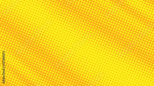 Dotted yellow and orange pop art background in retro comic style with halftone gradient