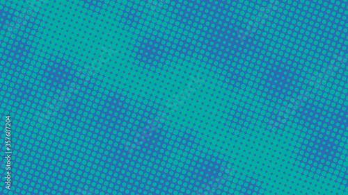 Bright blue pop art background in retro comic style with halftone polka dots design