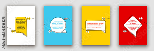 freehand continuous one line art drawing Quote speech bubble templates set on flat paper. Modern Minimal design continuous one line art typography flat design cloud. single quotation speech bubble set
