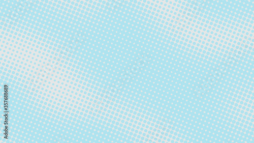 Dotted baby blue with grey pop art background in retro comic style with halftone gradient