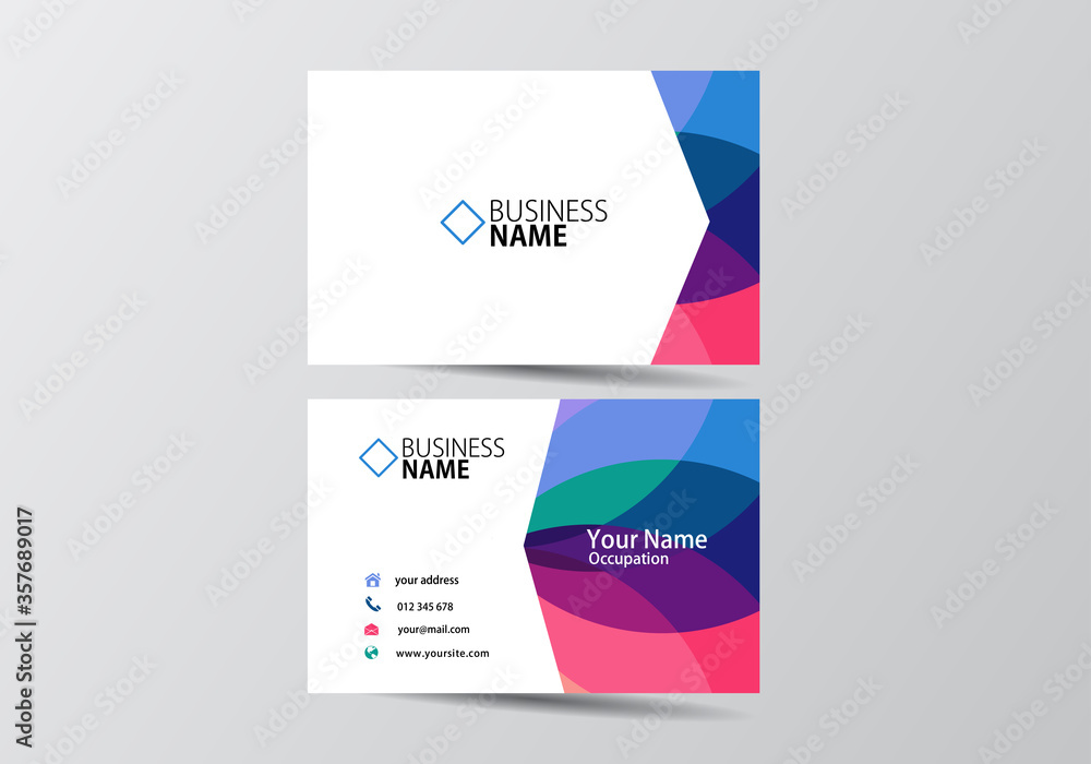 Naklejka premium Colorful modern business card. visiting card template two sides