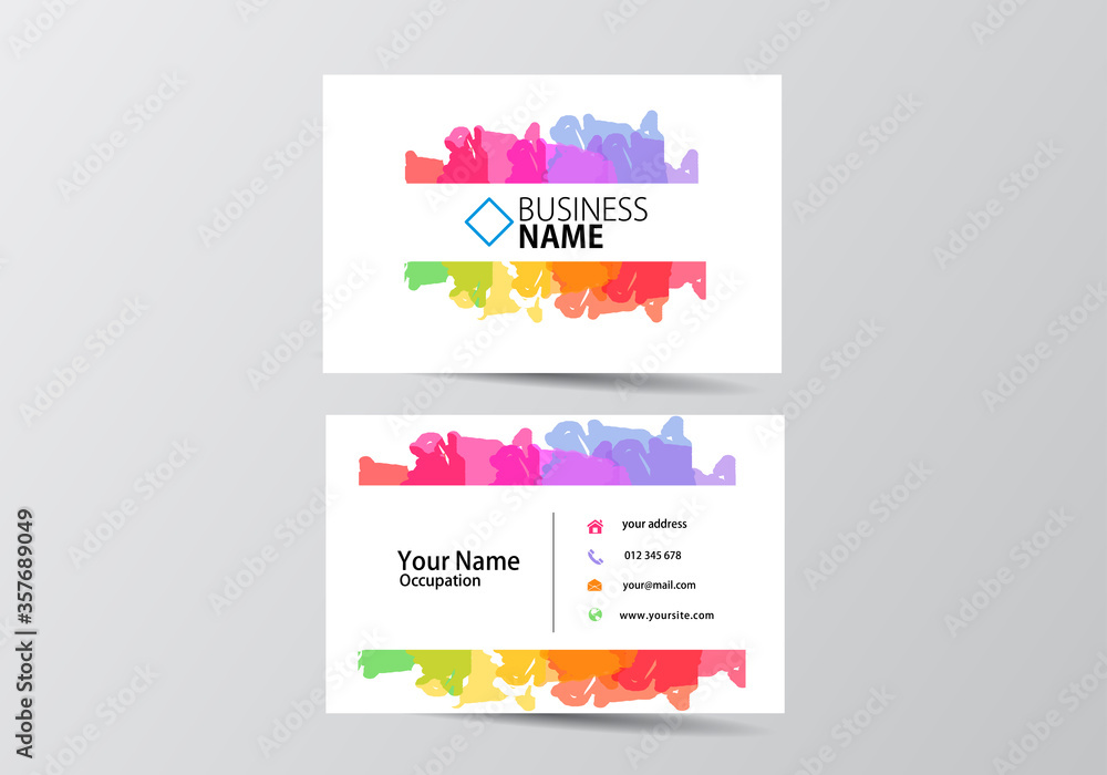 Colorful modern business card. visiting card template two sides