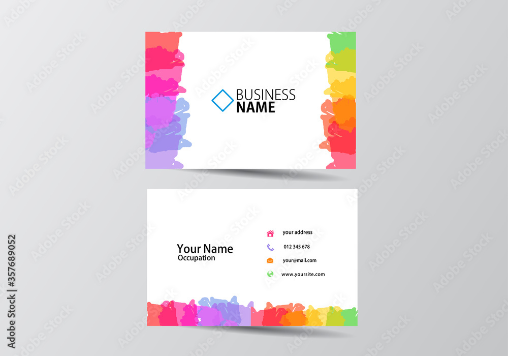 Colorful modern business card. visiting card template two sides