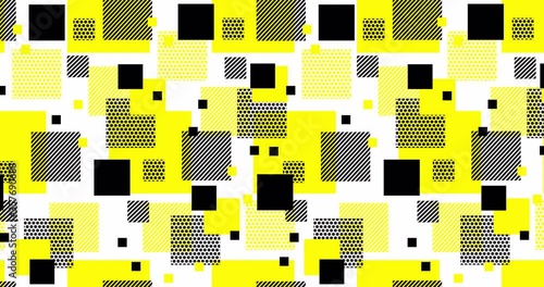 Seamless modern pattern. White background geometry square color seamless fabric sample. Loop animation 4K