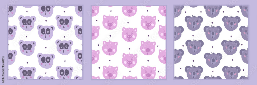 Set of cute patterns on a white background. Vector illustration. Set of cute patterns on a white background. Vector illustration.