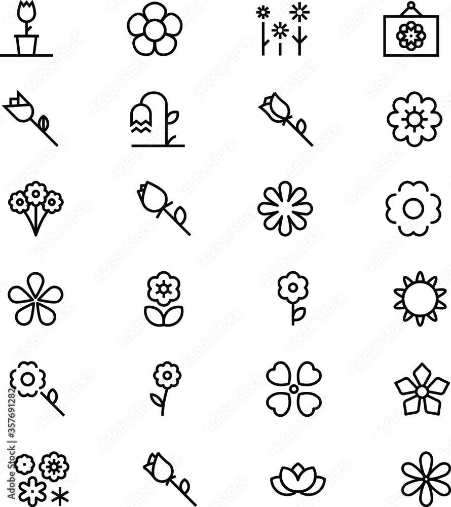 Flowers and Floral Vector Line Icons 1