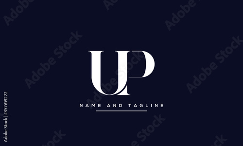 alphabet letters monogram icon logo PU or UP