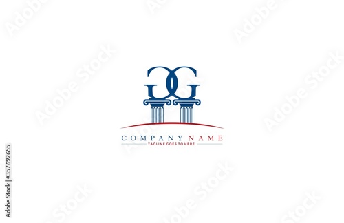 Law firm pillar GG logo design template