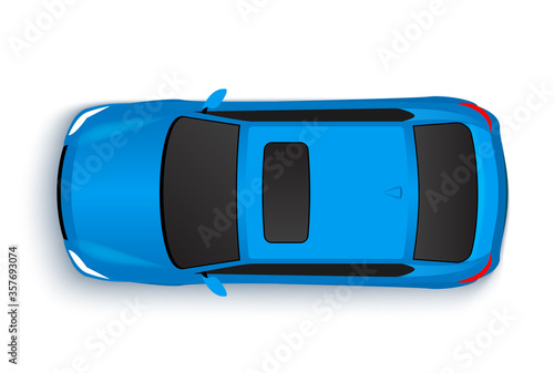 Vector car top view icon illustration. Vehicle flat isolated car vehicle isolated icon