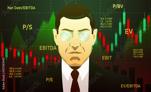 Businessman, investor, analyst or broker Trading Stocks, dark background