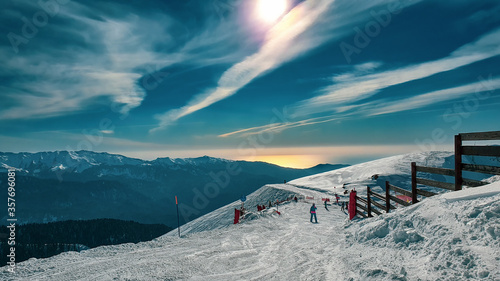 Sunset at the Rosa Khutor ski resort