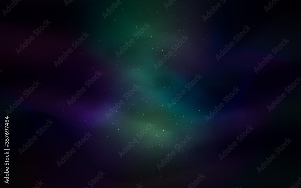 Dark Blue, Green vector background with galaxy stars.