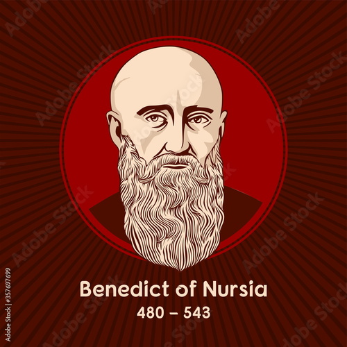 Benedict of Nursia (480-543) is a Christian saint venerated in the Catholic Church, the Eastern Orthodox Church. Benedict's main achievement, his "Rule of Saint Benedict", contains a set of rules for 