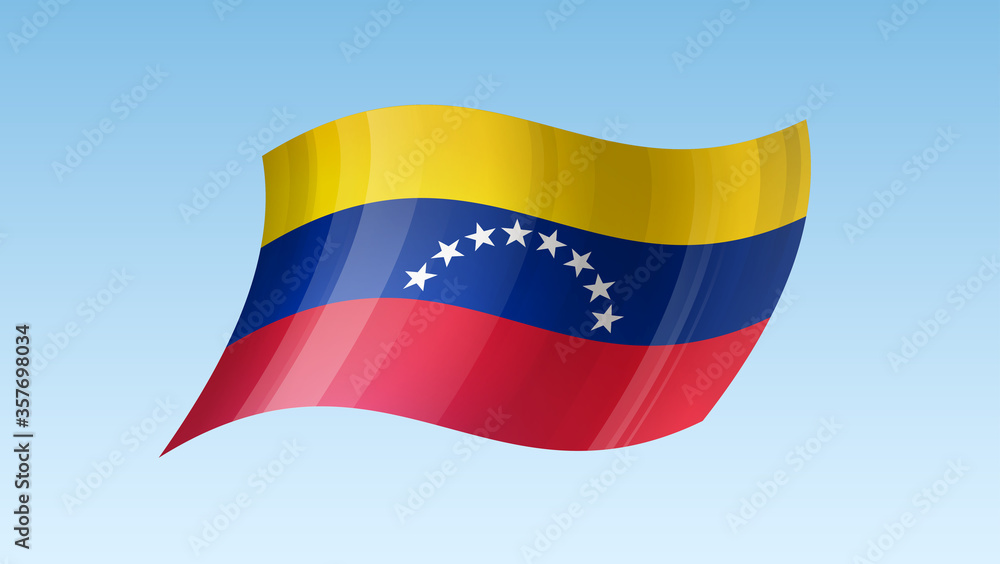 Venezuela flag state symbol isolated on background national banner. Greeting card National Independence Day of the Bolivarian Republic of Venezuela. Illustration banner with realistic state flag. Venezuela flag state symbol isolated on background national banner. Greeting card National Independence Day of the Bolivarian Republic of Venezuela. Illustration banner with realistic state flag.