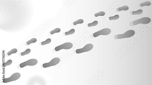 Image of footprints of baby and adult in shoes on snow, vector background for winter season, aprenthood concept