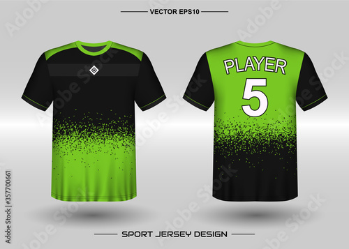 T-shirt sport vector design template, Soccer jersey mockup for football club. uniform front and back view. Clothing Men adult. Can use for printing, branding logo team, squad, match event, tournament