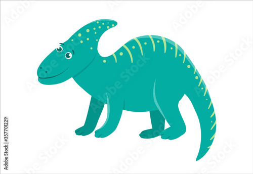 Vector cute dinosaur icon isolated on white background. Funny flat dino character. Cute prehistoric reptile illustration