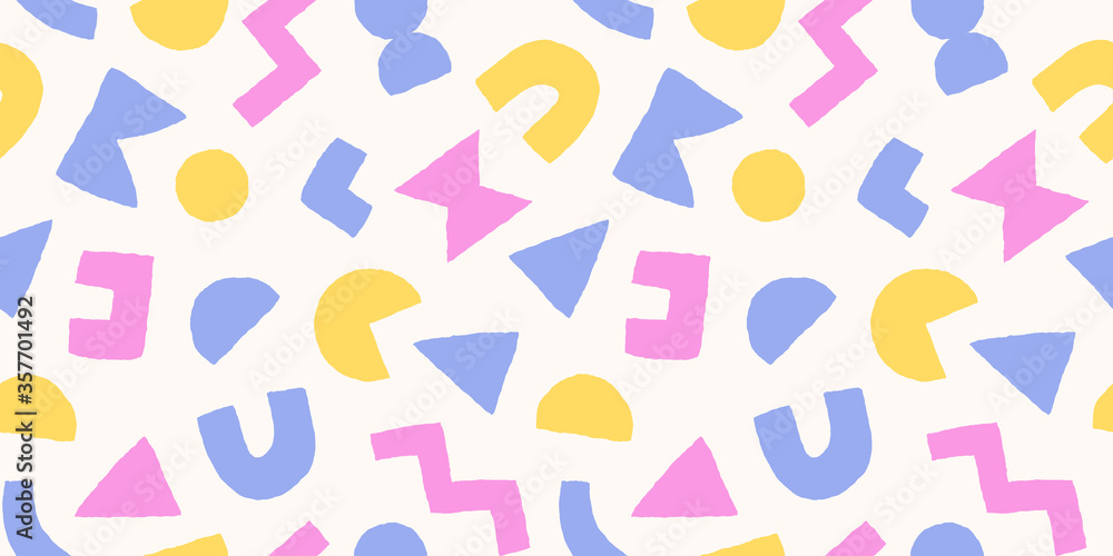 Vector seamless pattern with geometric shapes. Abstract background with Scandinavian cut out elements. Vector seamless pattern with geometric shapes. Abstract background with Scandinavian cut out elements.