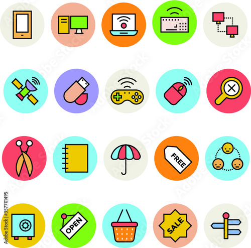 
Flat Circular Basic Icons Pack
