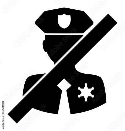 No Police Sheriff vector icon. A flat illustration design used for No Police Sheriff icon, on a white background.
