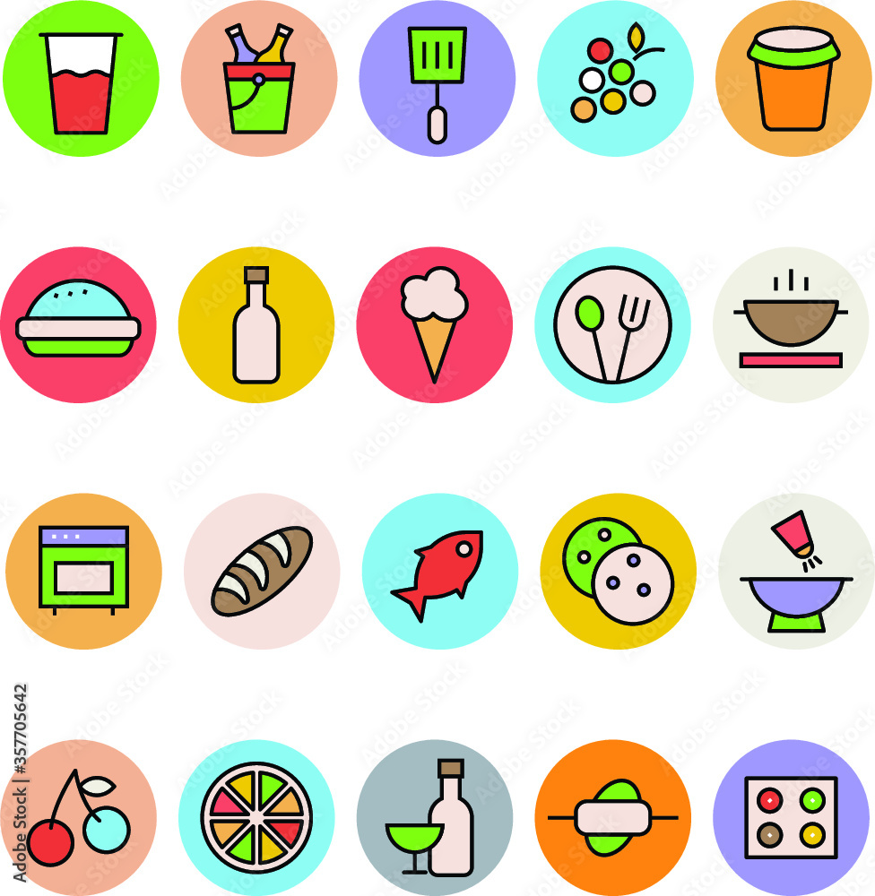 Food Colored Vector Icons