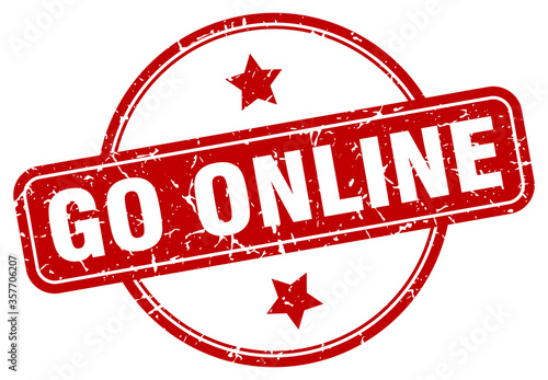 go online grunge stamp. go online round vintage stamp