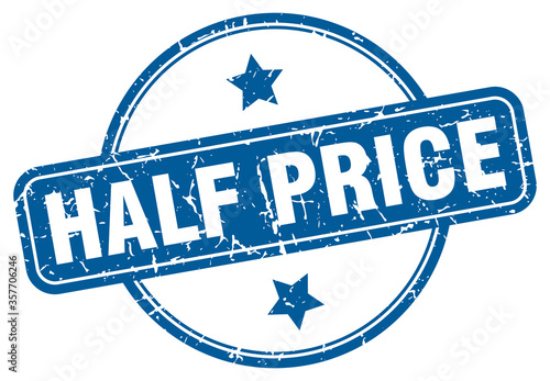 half price grunge stamp. half price round vintage stamp