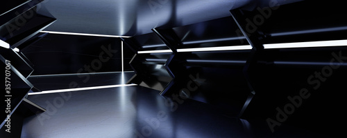 black futuristic mirror architecture technology 3d rendering illustration background