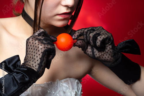 Photography Gag the ball in your mouth around the neck