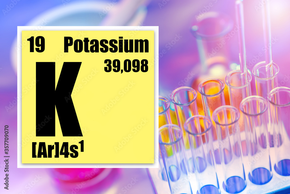 Potassium. Potassium logo from the periodic table. A cell from the