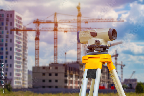 Theodolite on the backgroun...