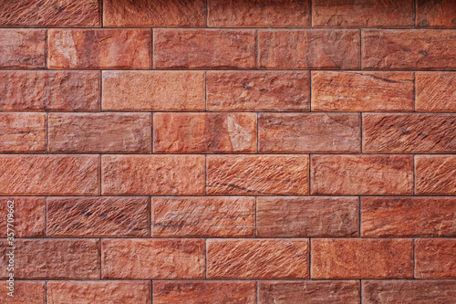 Tiles imitating red bricks, decorative and construction materials.