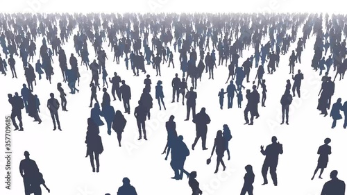 moving above massive people crowd to into the crowd