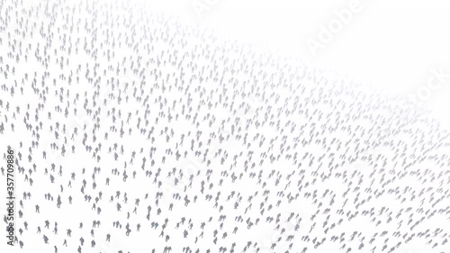 going from a massive crowd of people to up high in the sky