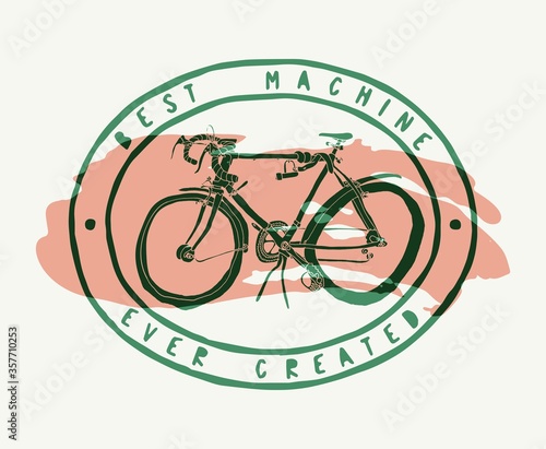 Best machine ever created. Bicycle doodle t-shirt print.