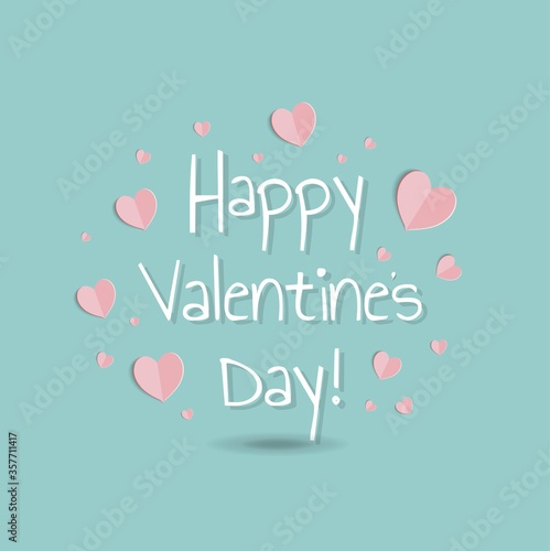 Valentines Day Card WIth Pink Hearts With Gradient Mesh, Vector Illustration