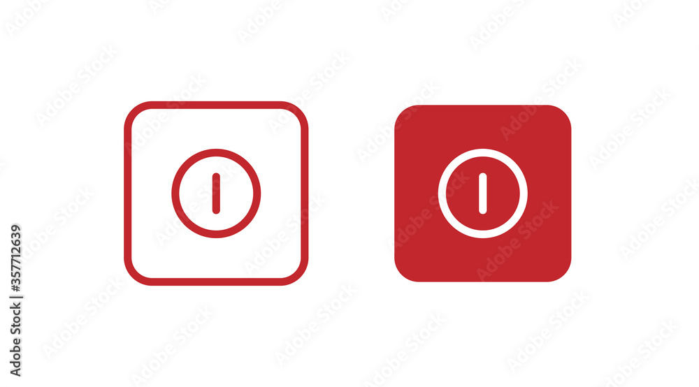 Red and line power button for your design. Off isolated vector concept in flat Red and line power button for your design. Off isolated vector concept in flat