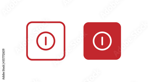 Red and line power button for your design. Off isolated vector concept in flat