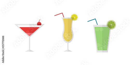 Cocktail illustration design. Party bar drink concept in vector flat