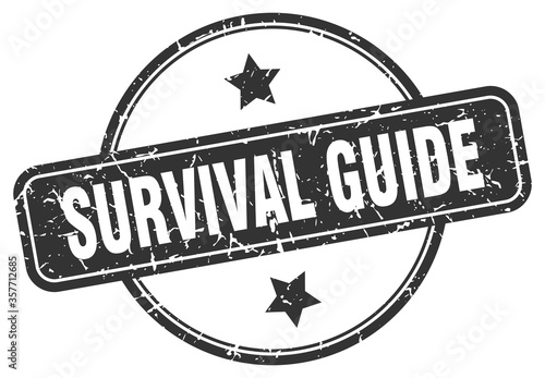 survival guide grunge stamp. survival guide round vintage stamp