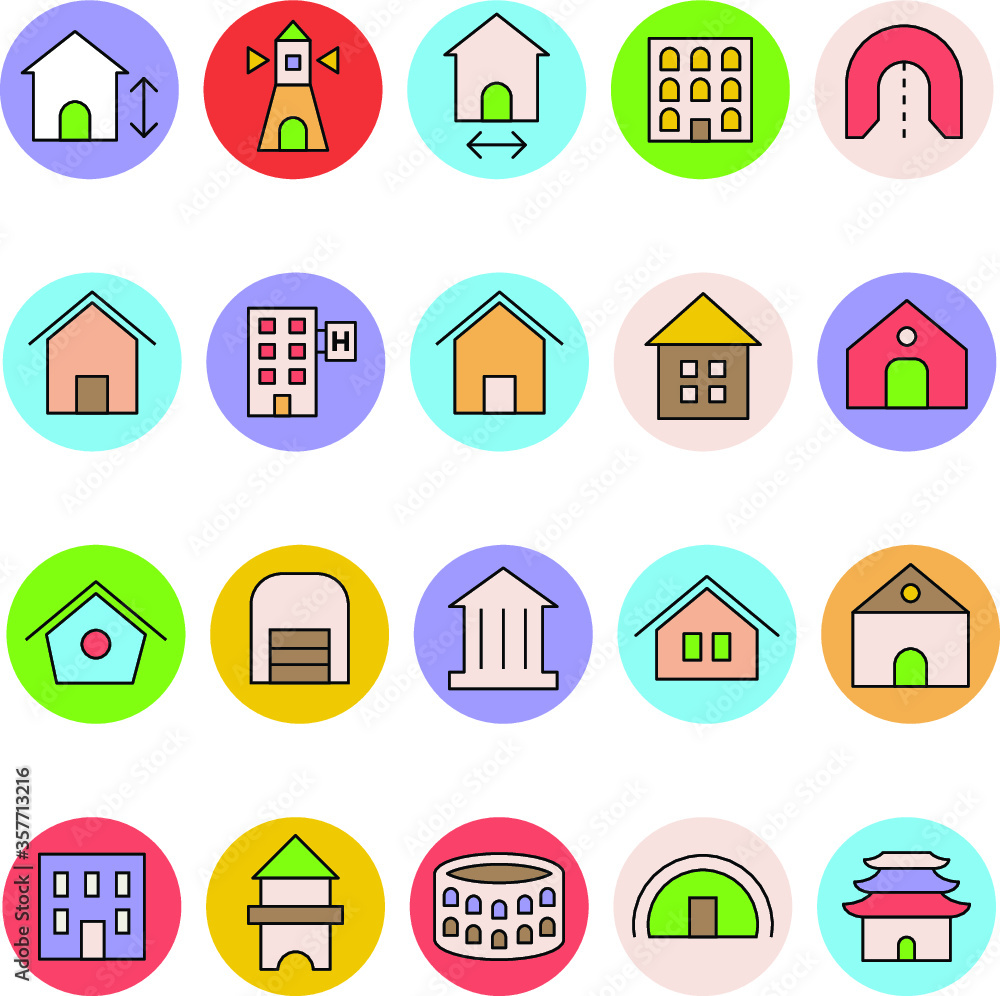 Architecture and Buildings Vector Icons Architecture and Buildings Vector Icons
