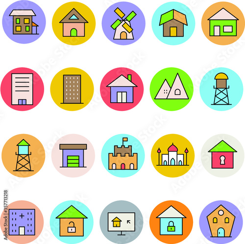 Architecture and Buildings Vector Icons 