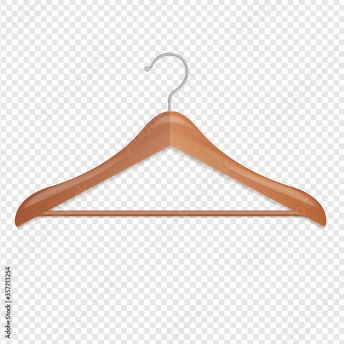 Wooden Hanger Isolated transparent Background With Gradient Mesh, Vector Illustration