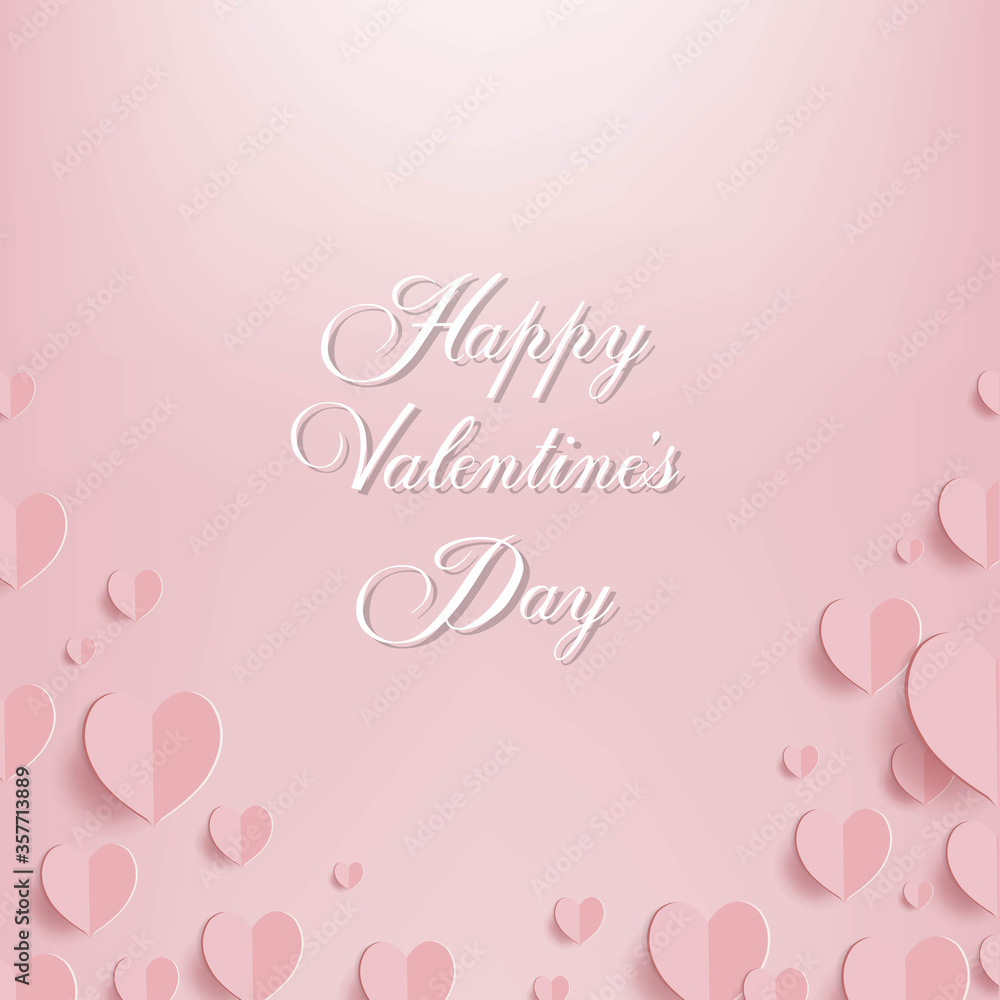 Valentines Day Border WIth Red Hearts With Gradient Mesh, Vector Illustration