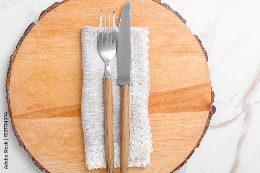 Beautiful table setting on light background Beautiful table setting on light background